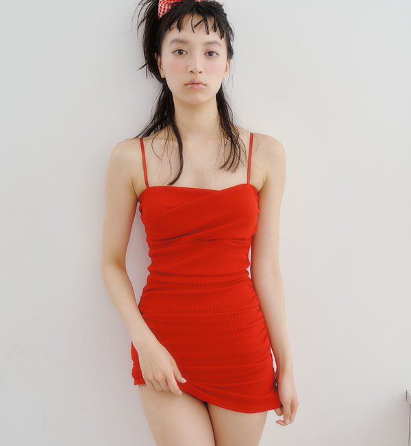  「クロスギャザーミニワンピスイムウェア」|ビキニ|