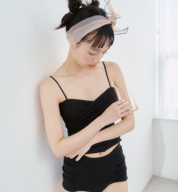  「クロスギャザーミニワンピスイムウェア」|ビキニ|