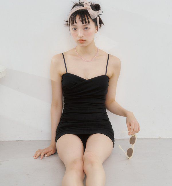  「クロスギャザーミニワンピスイムウェア」|ビキニ|