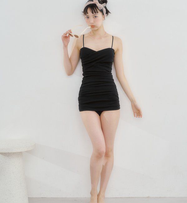  「クロスギャザーミニワンピスイムウェア」|ビキニ|