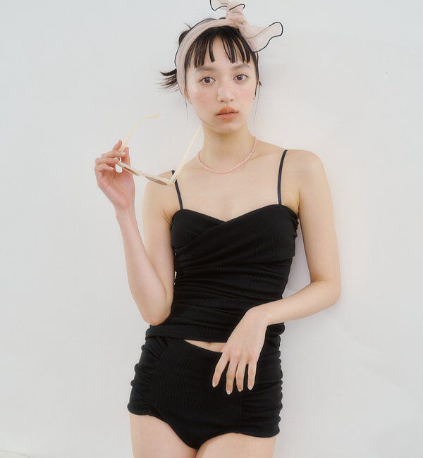  「クロスギャザーミニワンピスイムウェア」|ビキニ|