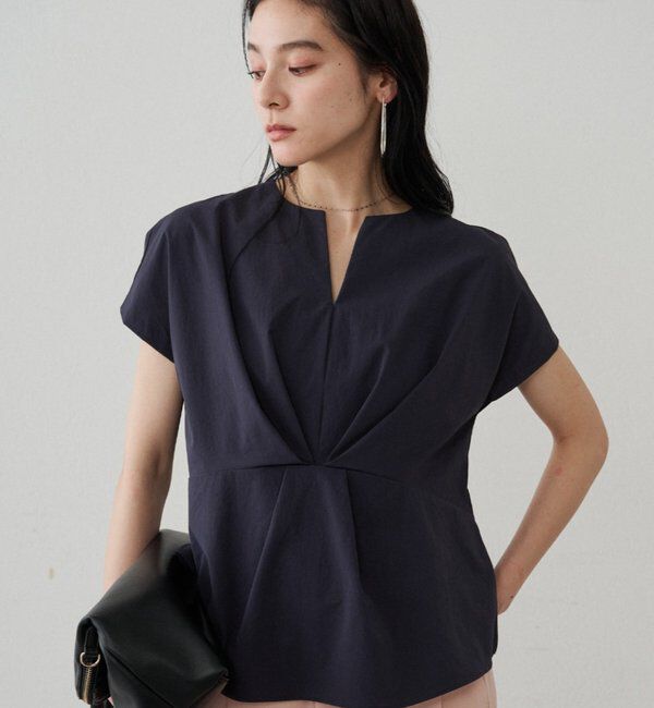  「フロントタックブラウス」|シャツ・ブラウス|ネイビー