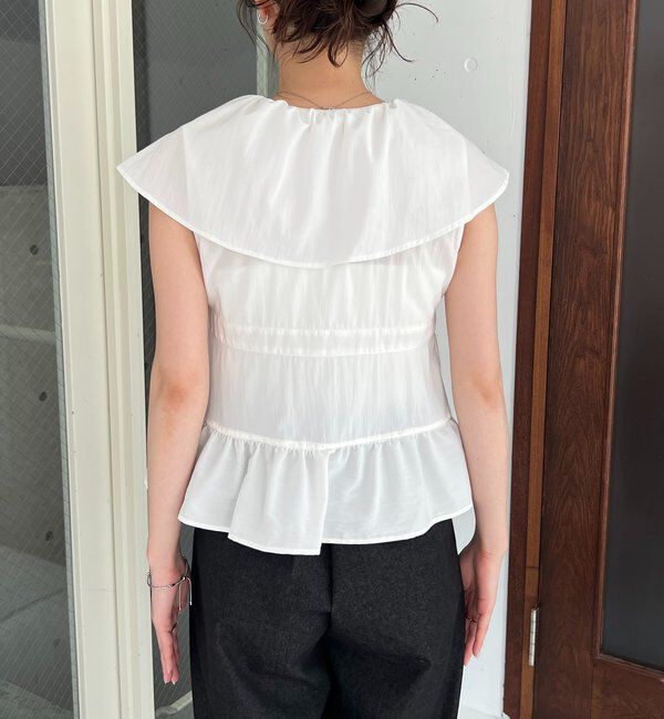  「【新色ピンク】フリルカラーブラウス」|シャツ・ブラウス|