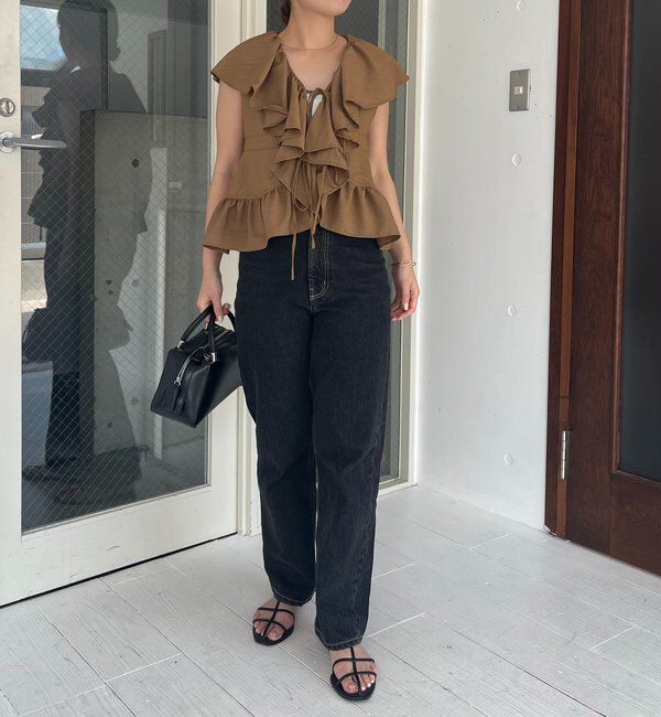  「【新色ピンク】フリルカラーブラウス」|シャツ・ブラウス|