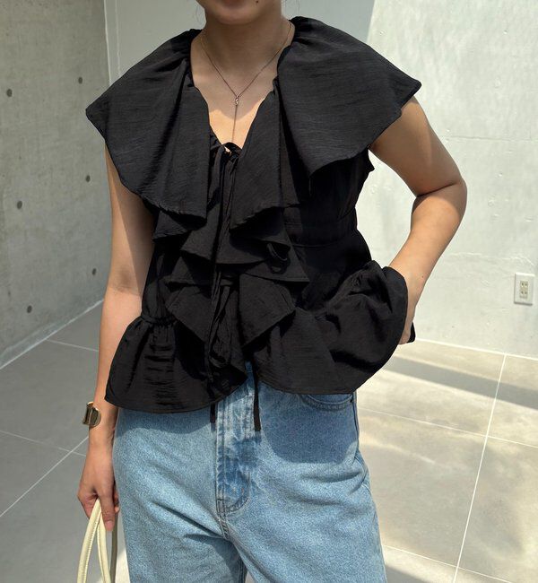  「【新色ピンク】フリルカラーブラウス」|シャツ・ブラウス|