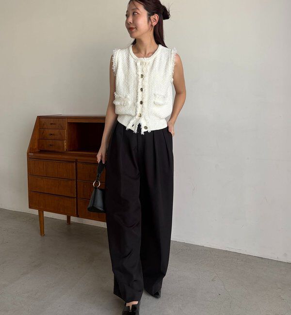  「ツイードライクフリンジベスト」|ニット・セーター|