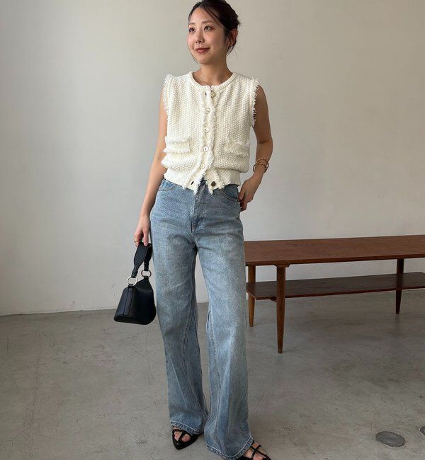  「ツイードライクフリンジベスト」|ニット・セーター|