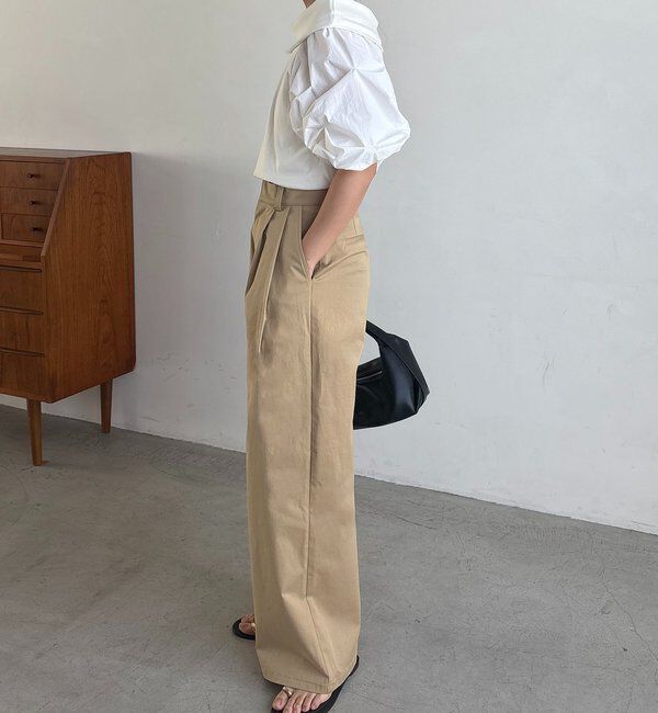  「【腰回りカバー/低身長サイズあり】2タックチノパン」|チノ|