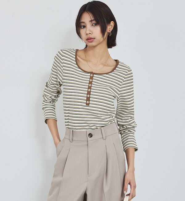 abahouse mavie「ボーダーヘンリーネックプルオーバー」|Tシャツ・カットソー|