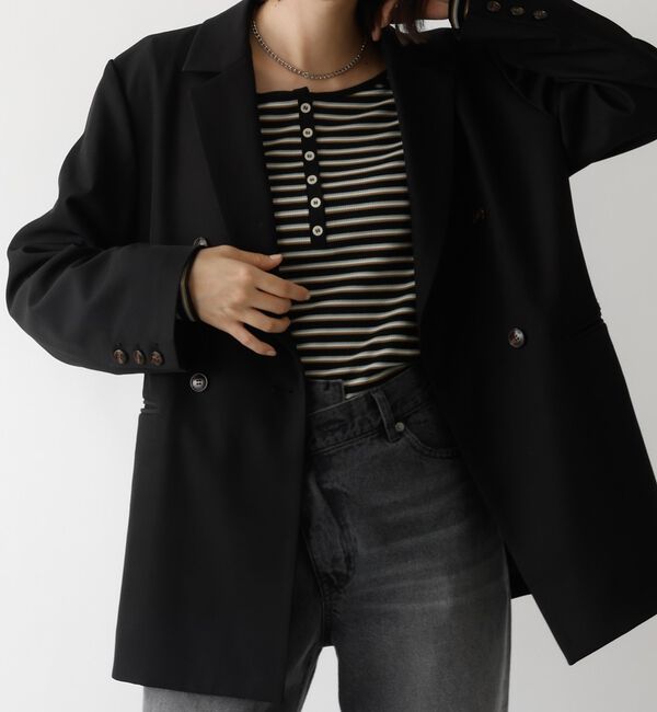 abahouse mavie「ボーダーヘンリーネックプルオーバー」|Tシャツ・カットソー|