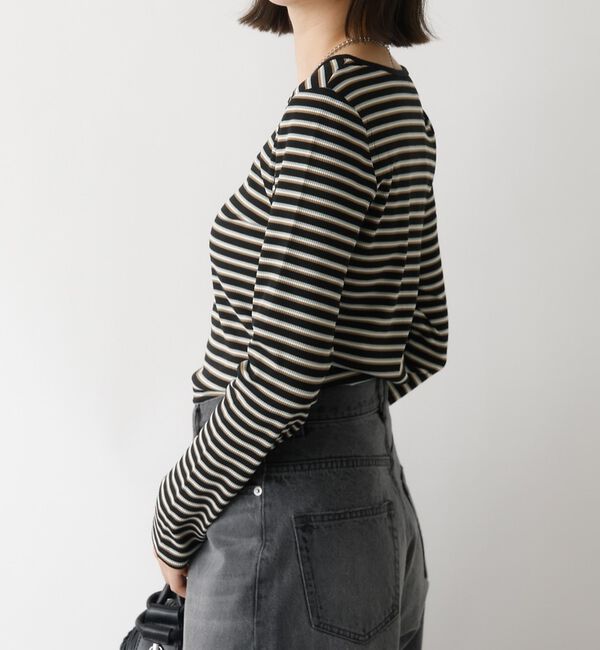 abahouse mavie「ボーダーヘンリーネックプルオーバー」|Tシャツ・カットソー|