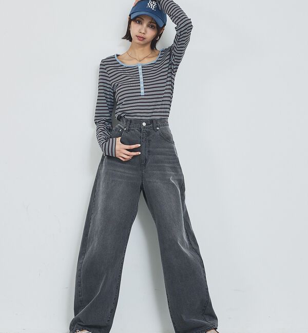 abahouse mavie「ボーダーヘンリーネックプルオーバー」|Tシャツ・カットソー|