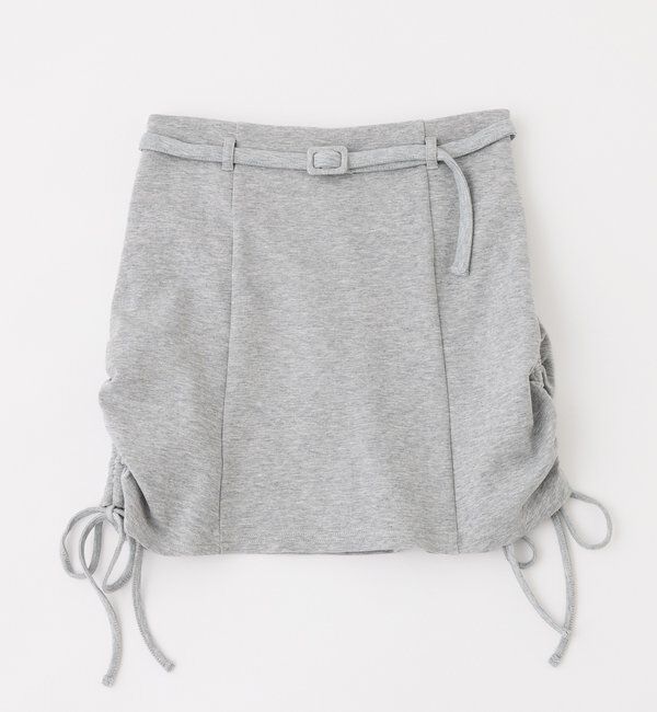  「ベルト付きサイドドロストミニスカート」|スカート|グレー