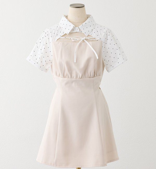  「サイドカット異素材ミニワンピース」|ワンピース|