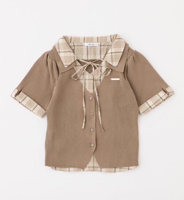  「シャツドッキング半袖ニット」|ニット・セーター|