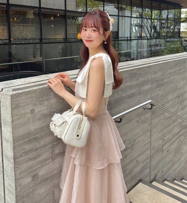  「【LouLoumei】肩リボンティアードロングワンピース」|その他|