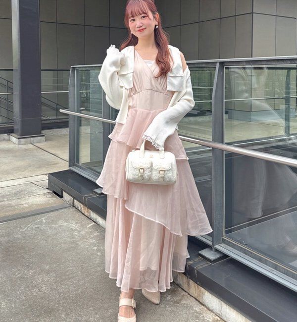  「【LouLoumei】肩リボンティアードロングワンピース」|その他|