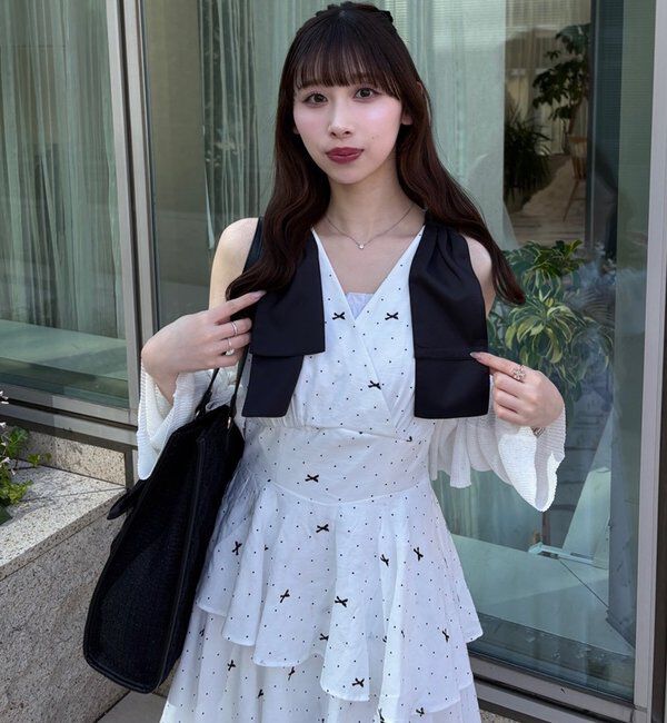  「【LouLoumei】肩リボンティアードロングワンピース」|その他|