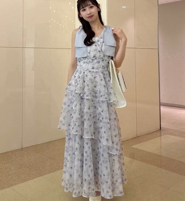  「【LouLoumei】肩リボンティアードロングワンピース」|その他|