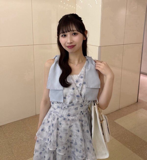  「【LouLoumei】肩リボンティアードロングワンピース」|その他|