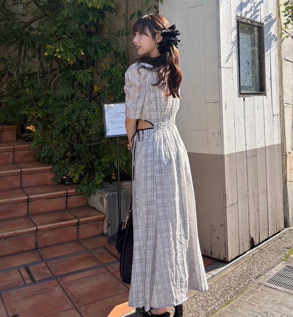  「【LouLoumei】サイドカットデザインチェックワンピース」|その他|