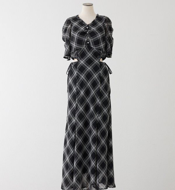  「【LouLoumei】サイドカットデザインチェックワンピース」|その他|