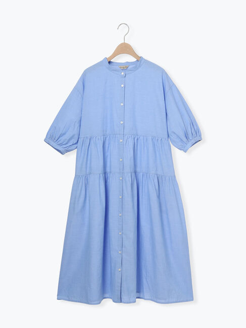 Samansa Mos2「柄アソートティアードワンピース」|ワンピース|サックスブルー