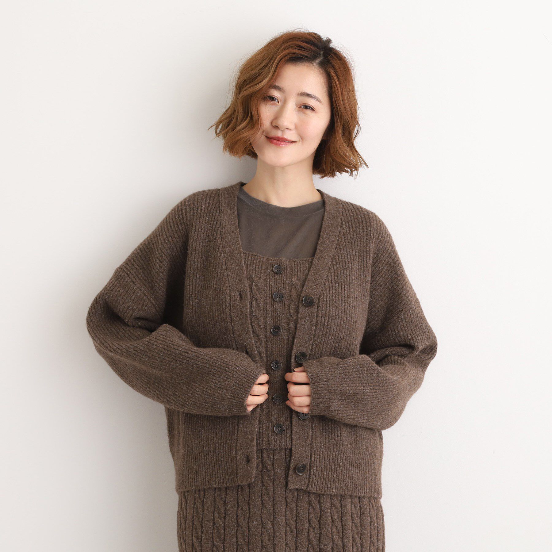 grove「【SETITEM】オーバーサイズ畔カーディガン」|カーディガン|ブラウン(044)