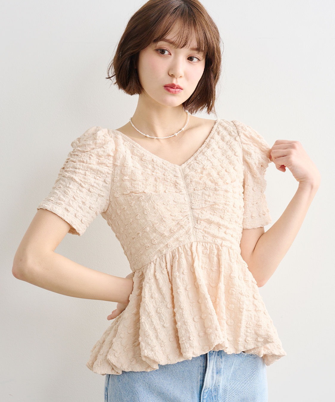 COCO DEAL「バルーンペプラムカットソートップス」|Tシャツ・カットソー|