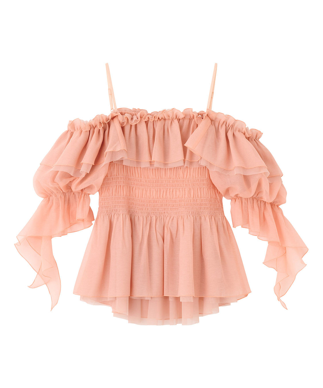 COCO DEAL「フリルギャザーシアーシャーリングブラウス」|シャツ・ブラウス|コーラル