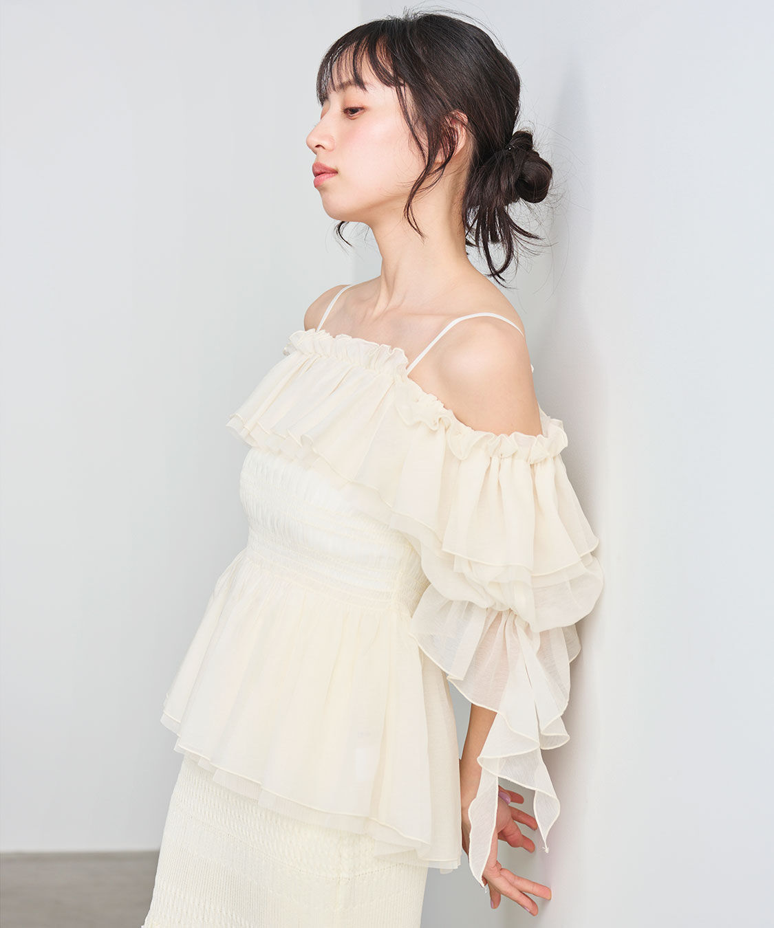 COCO DEAL「フリルギャザーシアーシャーリングブラウス」|シャツ・ブラウス|