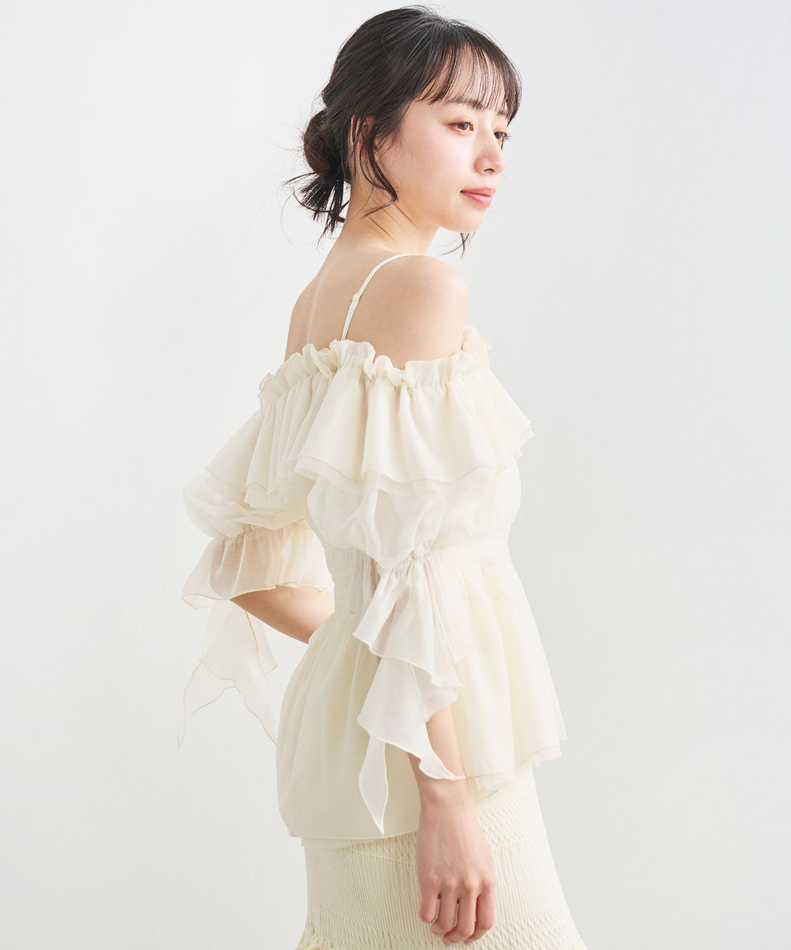 COCO DEAL「フリルギャザーシアーシャーリングブラウス」|シャツ・ブラウス|