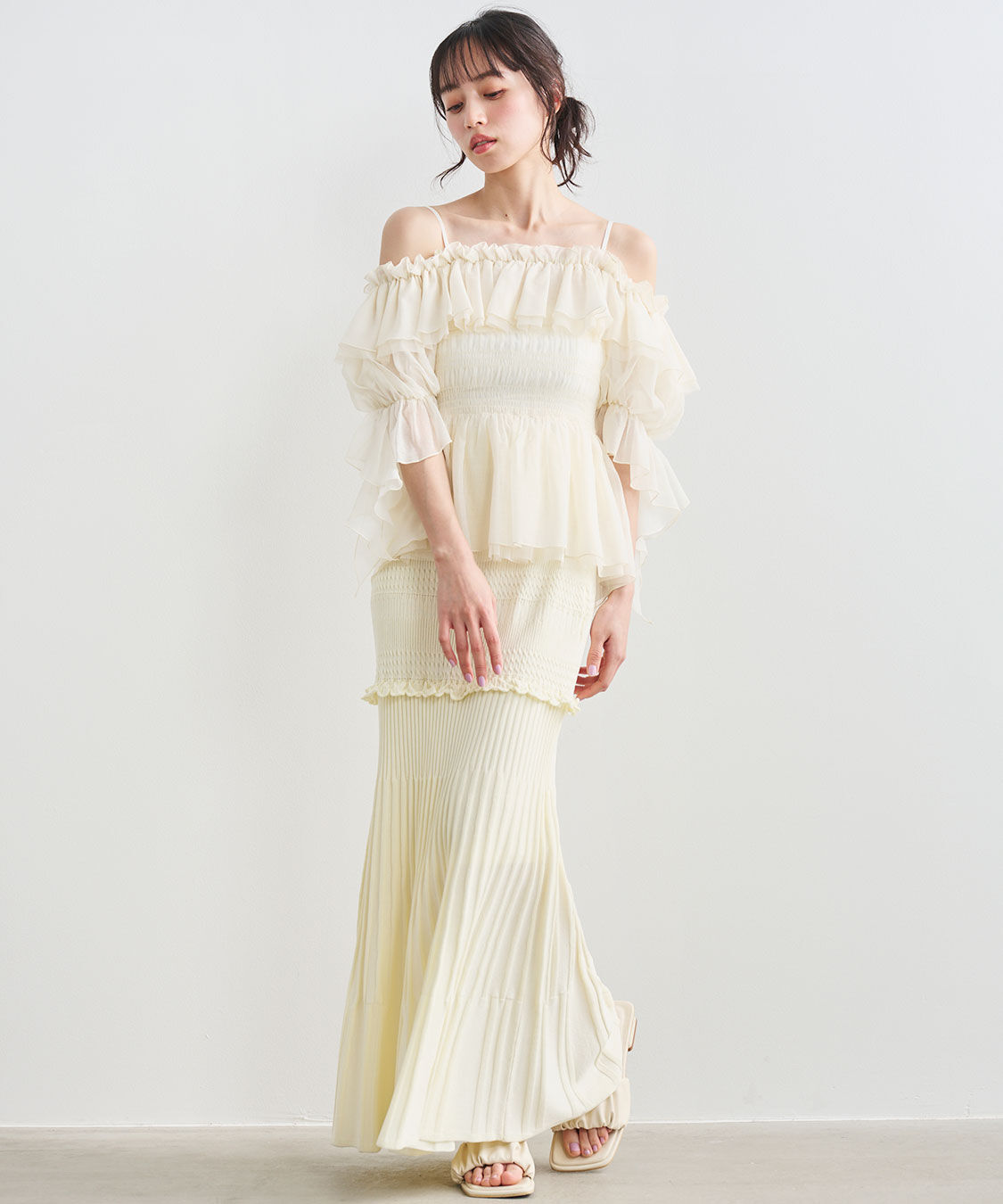 COCO DEAL「フリルギャザーシアーシャーリングブラウス」|シャツ・ブラウス|