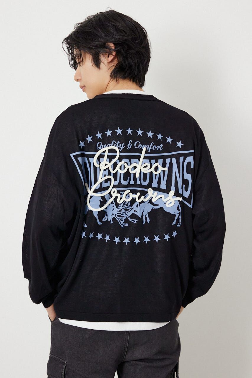 RODEO CROWNS「ロープロゴニットトッパー」|カーディガン|BLK