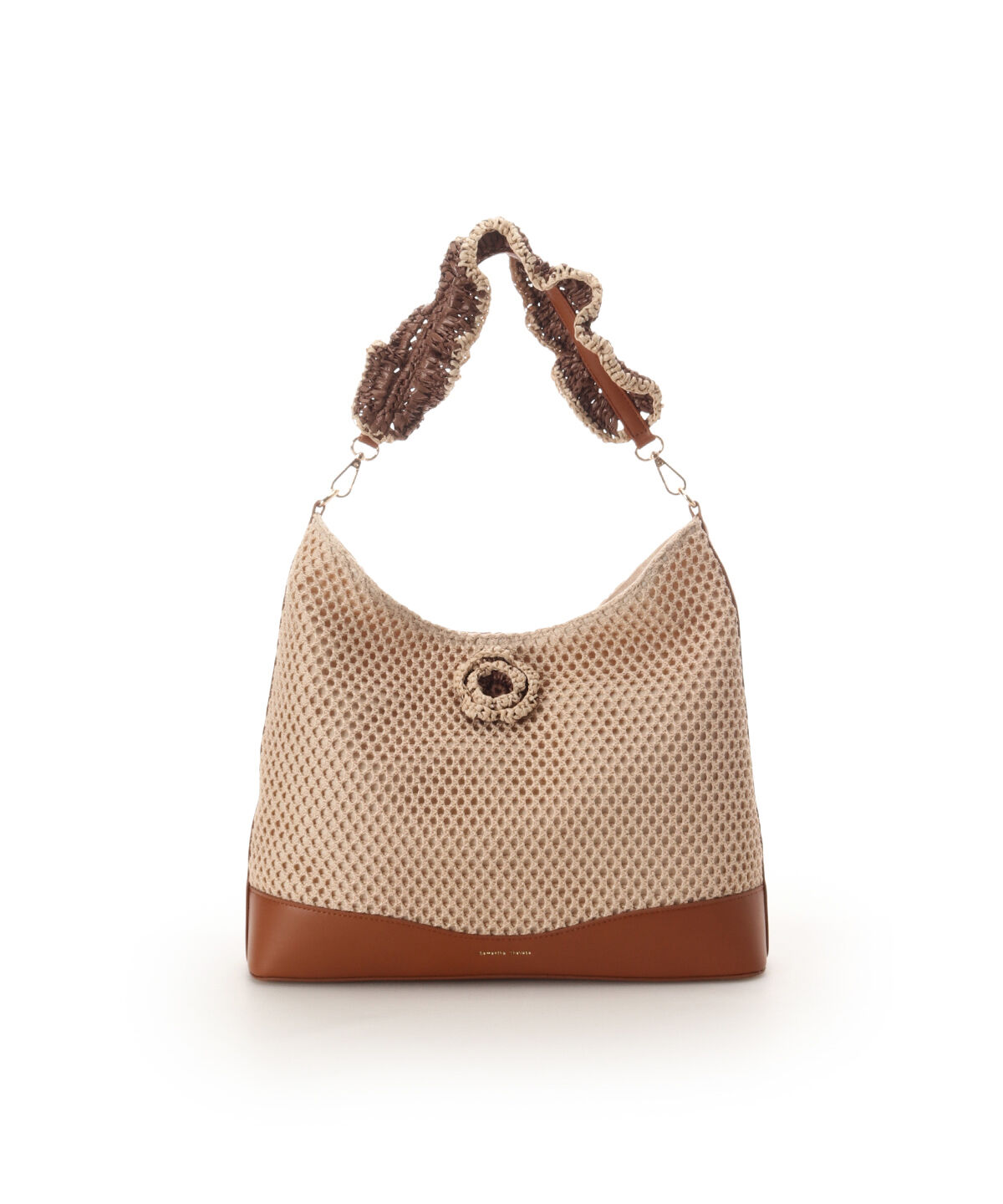 Samantha Thavasa「ワンポイントフラワーモチーフ フリルバッグ」|ハンドバッグ|キャメル