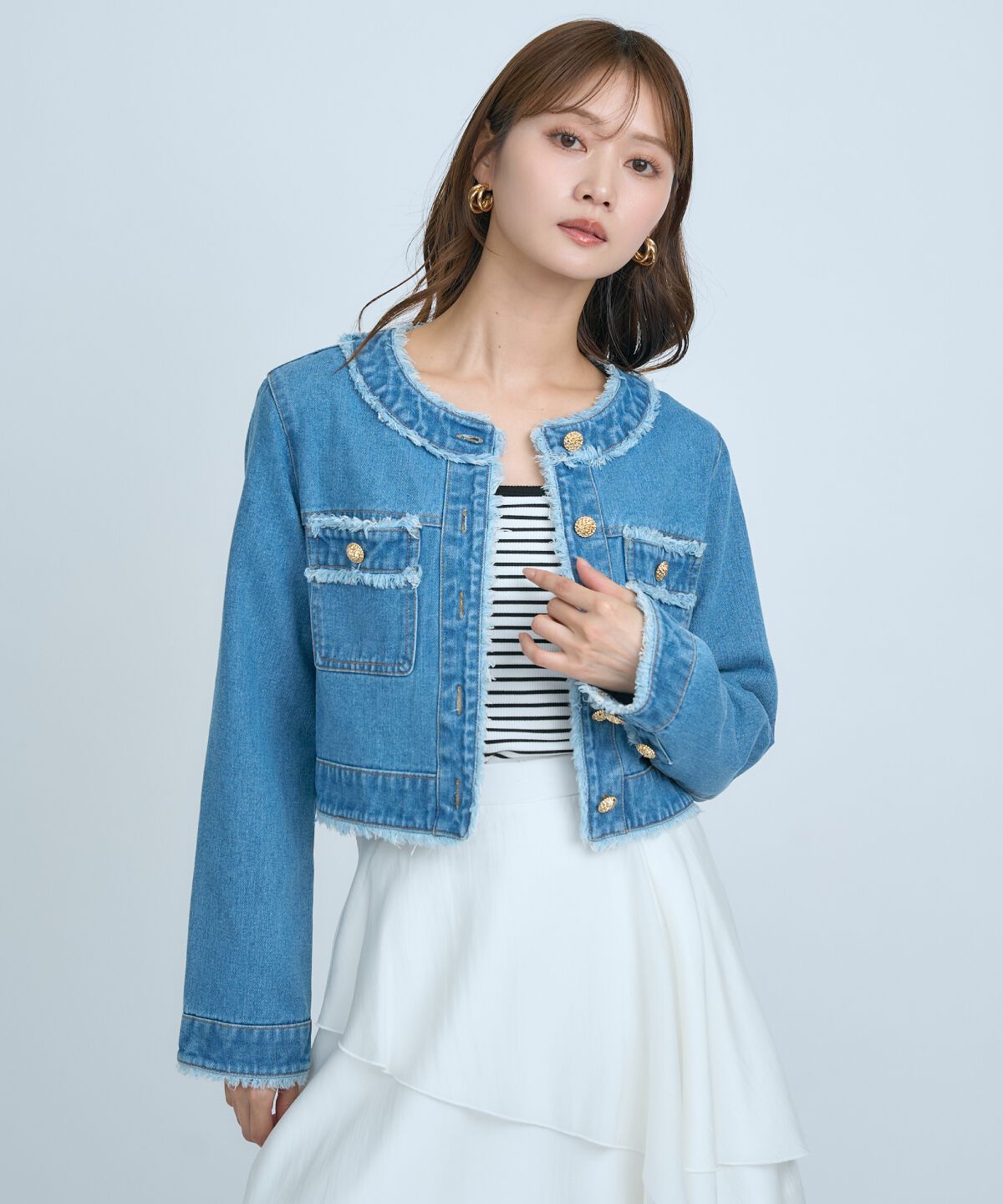 アンドクチュール「フリンジデニムジャケット」|デニムジャケット|