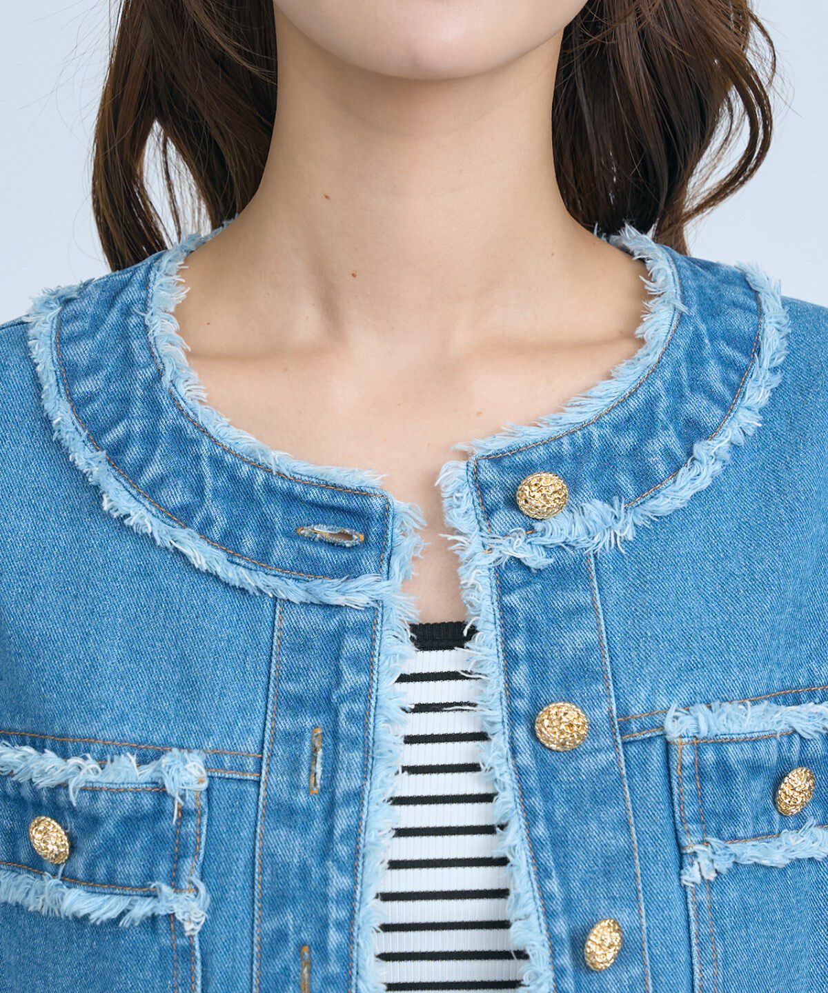 アンドクチュール「フリンジデニムジャケット」|デニムジャケット|