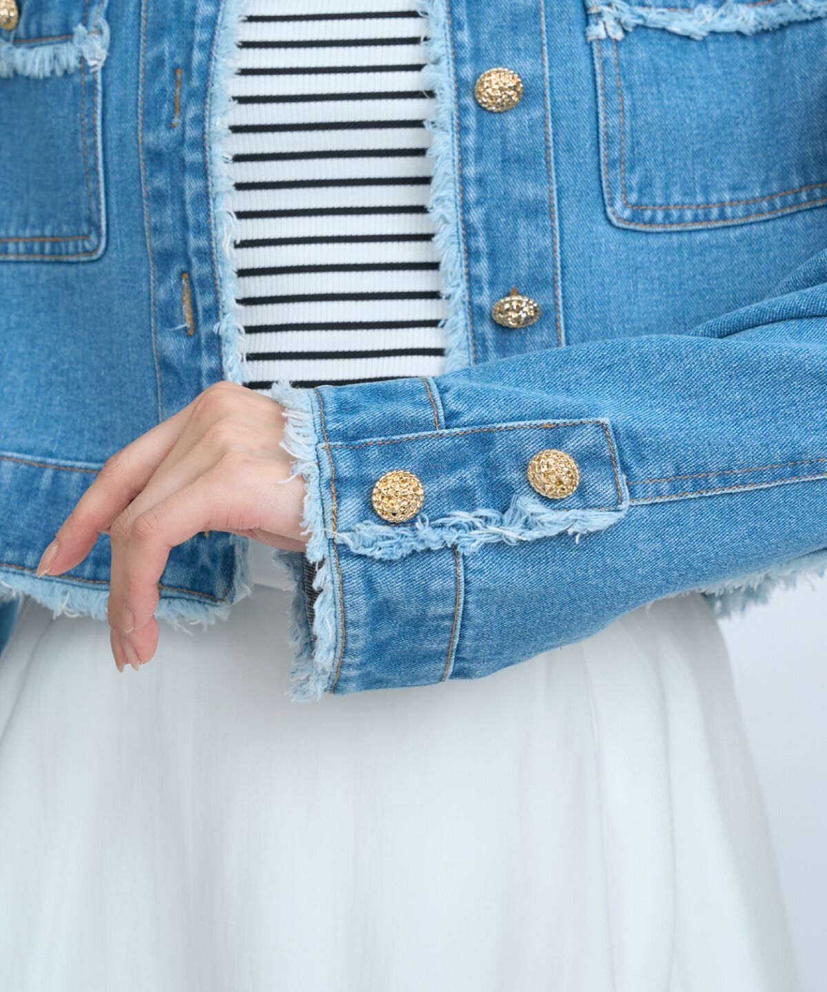 アンドクチュール「フリンジデニムジャケット」|デニムジャケット|