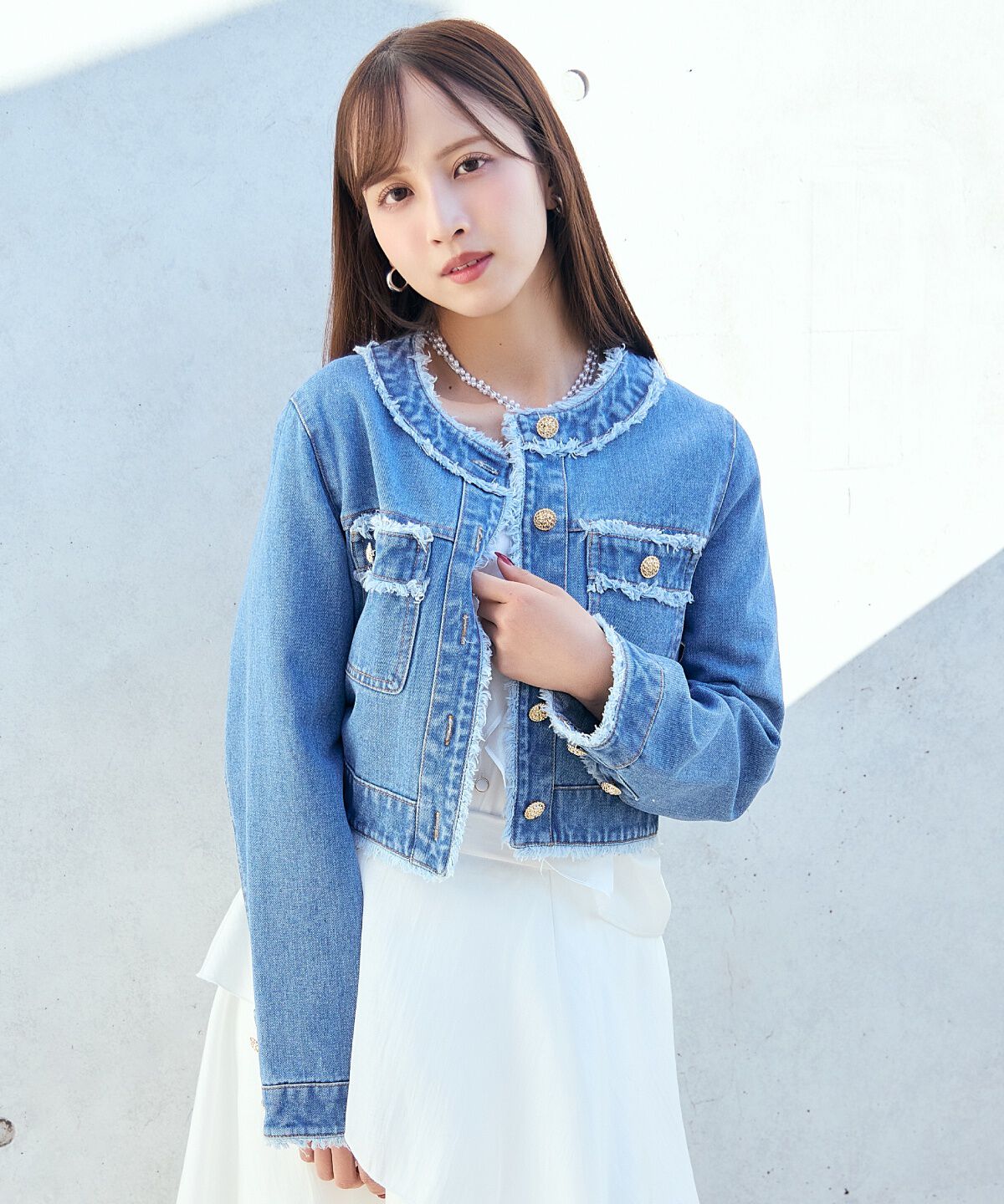 アンドクチュール「フリンジデニムジャケット」|デニムジャケット|