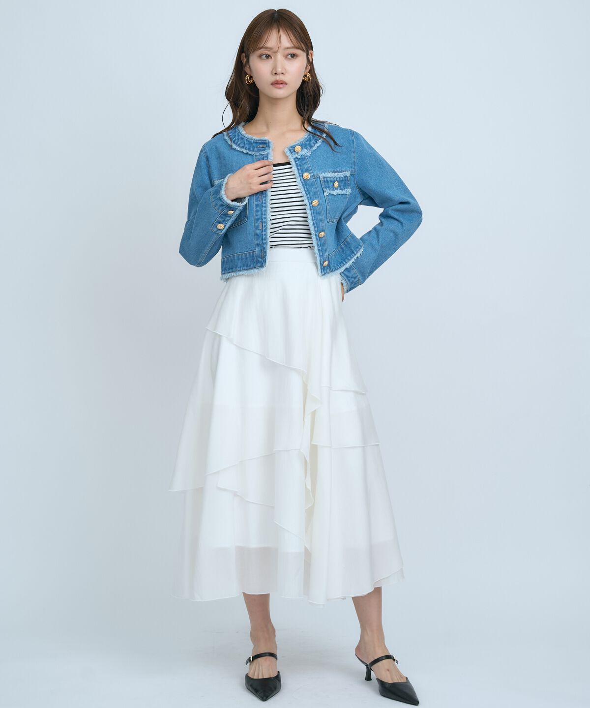 アンドクチュール「フリンジデニムジャケット」|デニムジャケット|