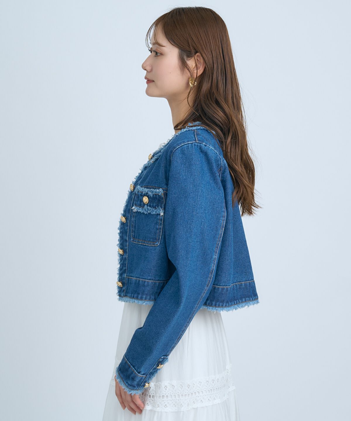 アンドクチュール「フリンジデニムジャケット」|デニムジャケット|