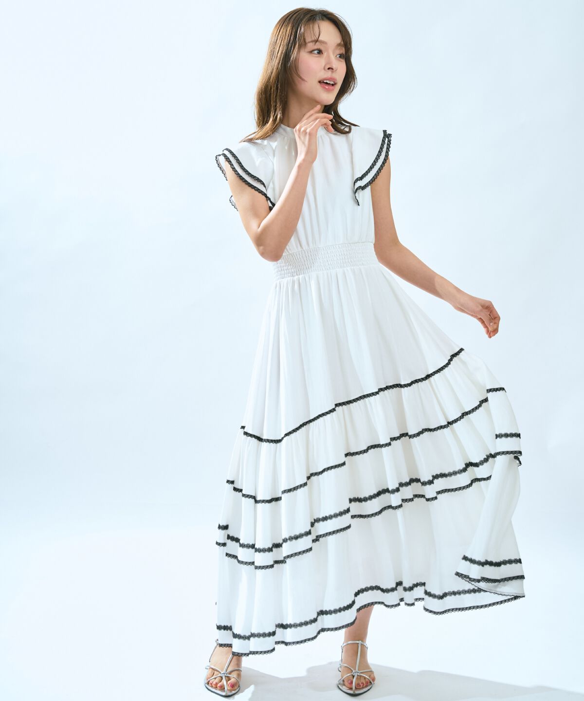 アンドクチュール「レーストリミングティアードワンピース」|ワンピース|