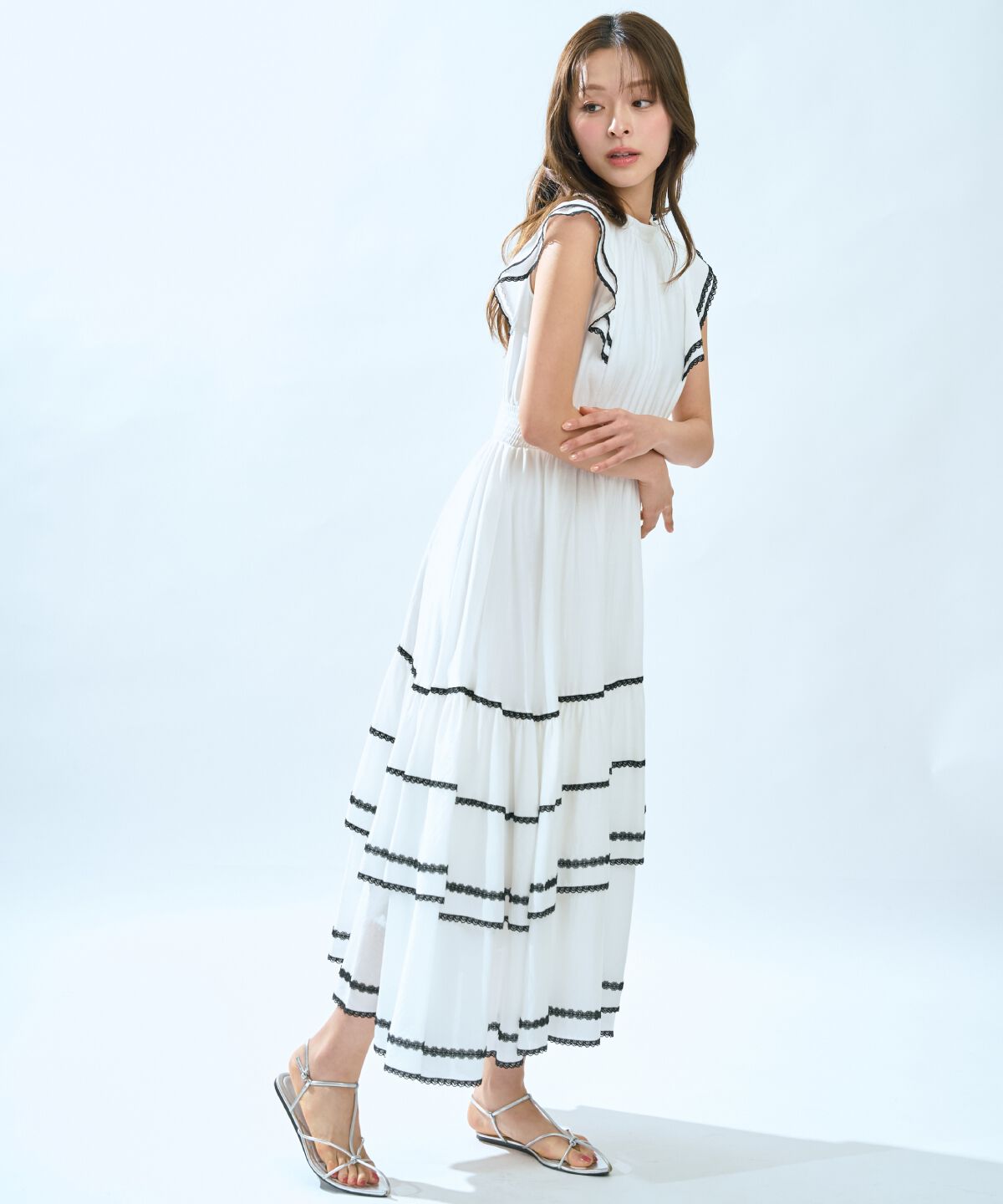 アンドクチュール「レーストリミングティアードワンピース」|ワンピース|