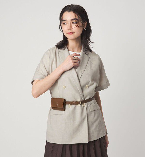 UNITED ARROWS green label relaxing「［size SHORTあり］ライト リネンライク ハーフスリーブ ジャケット UVカット 通気性」|テーラードジャケット|