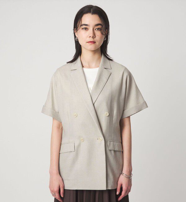 UNITED ARROWS green label relaxing「［size SHORTあり］ライト リネンライク ハーフスリーブ ジャケット UVカット 通気性」|テーラードジャケット|