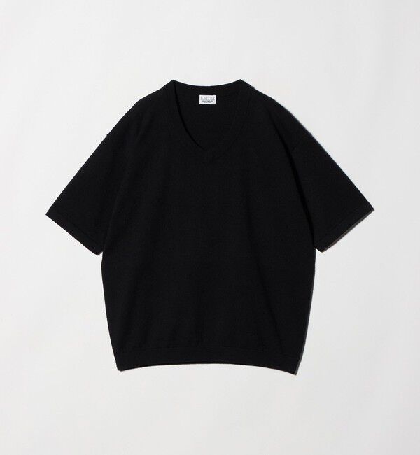BEAUTY&YOUTH UNITED ARROWS「KNITEE クリンプコットン Vネック ニット Tシャツ ウォッシャブル」|ニット・セーター|