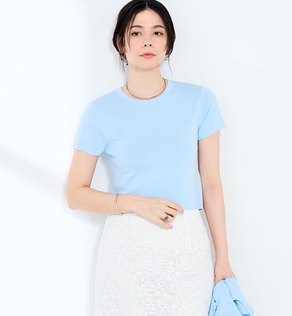 NOLLEY'S sophi「《手洗い可能/アンサンブル対応》マルチファンクション総針半袖プルオーバー」|ニット・セーター|