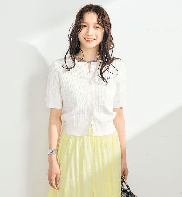 fredy emue「【毎年大人気！/完売必須】FR刺しゅうケーブル柄半袖カーディガン」|カーディガン|オフホワイト