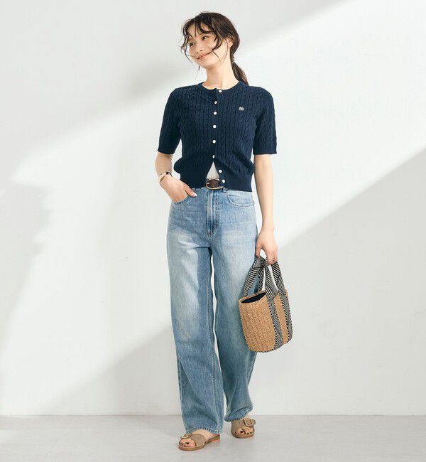 fredy emue「【毎年大人気！/完売必須】FR刺しゅうケーブル柄半袖カーディガン」|カーディガン|