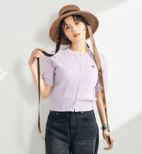 fredy emue「【毎年大人気！/完売必須】FR刺しゅうケーブル柄半袖カーディガン」|カーディガン|